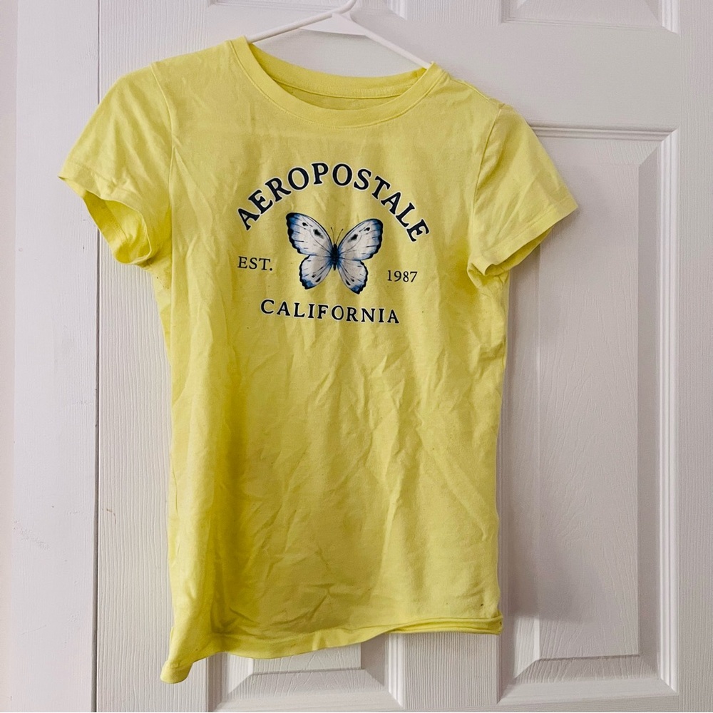 Aeropostale classic crew butterfly Yellow T-Shirt